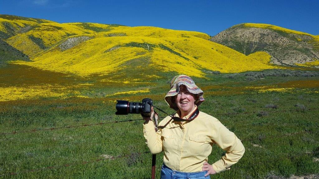 Trudy E. Bell photographing wildflowers in southern California, April 2017