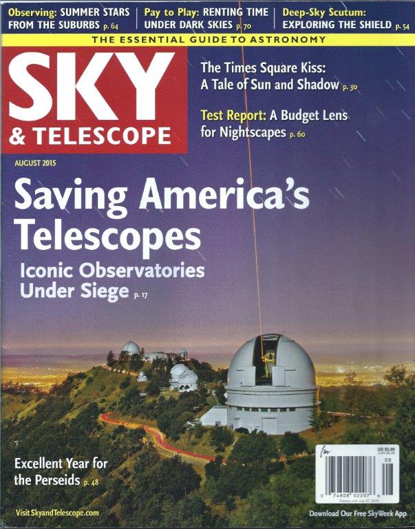 researched and wrote August 2015 Sky & Telescope cover story on Lick Observatory's near death experience