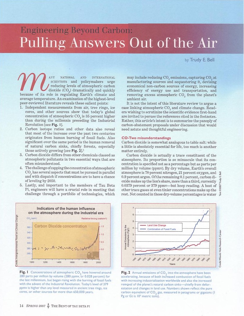 Engineering Beyond CO2, The Bent Spring 2007  - a literature review about engineering alternatives 
