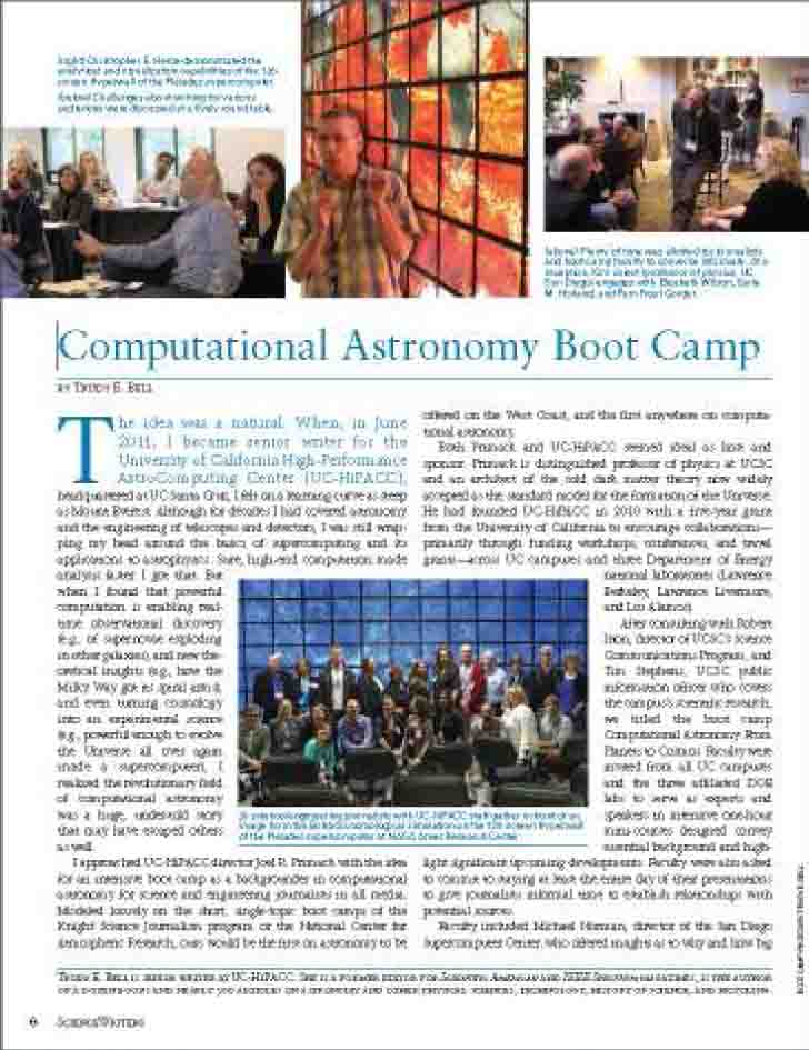 feature in the Winter 2012-2013 issue of ScienceWriters, quarterly magazine of the National Association of Science Writers, about the UC-HiPACC journalism boot camp I conceived and ran in June 2012