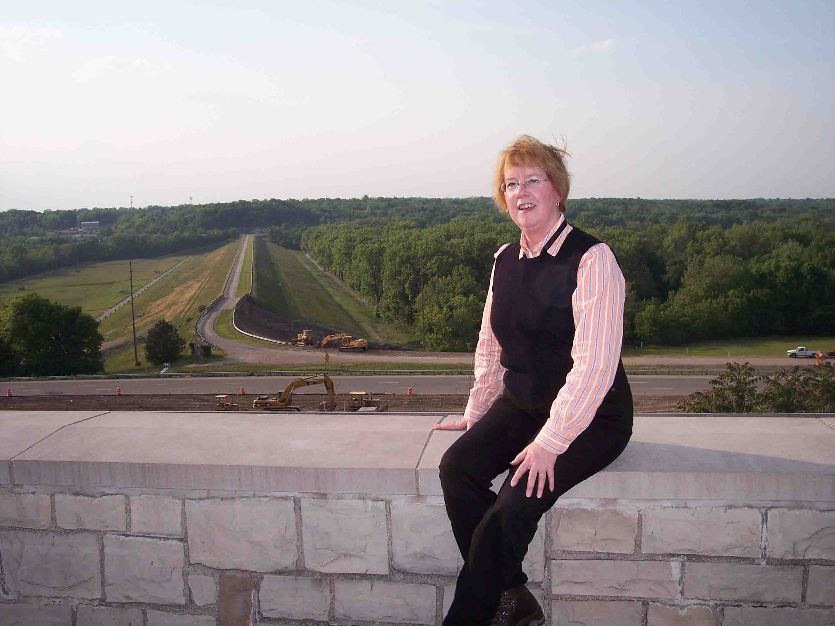 Trudy E. Bell overlooking Huffman Dam dry detention flood control basin north of Dayton, Ohio