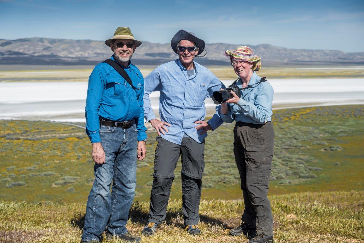 me with two random photographers met in the Carrizo Plain, March 2016 (Soda Lake in background)